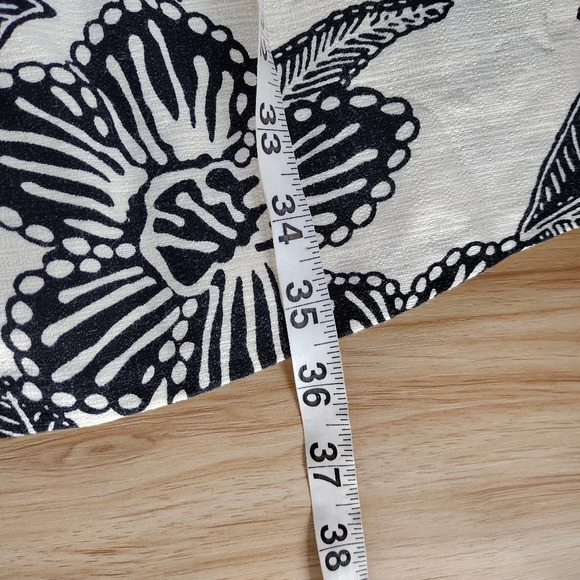 J Crew Cream Beige Black Polynesian Floral Print Fit &  FlateCutout Back Dress 4 - Picture 8 of 9